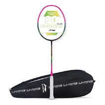 Li-Ning Air Force 77 G2 탄소 섬유 스트링 배드민턴 라켓 무료 풀 커버 (블랙 / 블루 1 세트), 다크 퍼플/핑크, 묶이지 않음