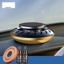 -나비-차량용 방향제 UFO고급 태양광 자동 회전 자동차 차량용 방향제 새 차 선물용품 인기상품(본체+너도밤나무+오일5ml2개), 골드, 레몬