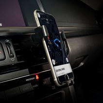 뱀스컴퍼니 차량용 휴대폰 중력 거치대 송풍구형, 플래그쉽(알루미늄 재질) 송풍구 거치대, 블랙