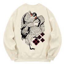 남자 여자 맨투맨 스웨트 셔츠 칸6312 KMC0105 길조 기모 - 크림