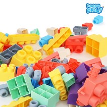 해피플레이 유아 소프트 말랑 블록 80pcs 촉감발달 놀이 정리함 포함, 단품