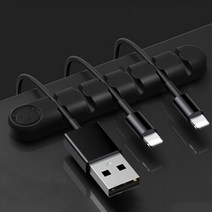 제이펀마켓 USB 케이블 강력 고정 책상 사무실 선정리 홀더 잘라쓰는 정리 밴드, 케이블홀더 - 미니베어 6홀 검정색