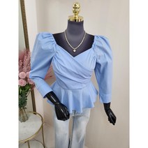 슬림핏 무지 플레어 셔링랩 블라우스 (4color)