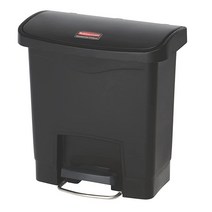 Rubbermaid Commercial Products1883455 Streamline 슬림 스텝온 플라스틱 쓰레기통 15.2L4갤런 베이지 USA 미국, 4 Gallon, Black