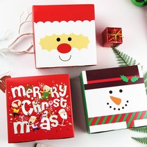 PK글로벌 3매+3매 X-MAS 귀여운 선물 상자 쿠키 과자 빵 간식 다용도 포장박스, 산타