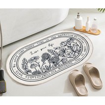 깔끔 세련 북유럽 모던 부드러운 발매트 주방깔개 물흡수패드 푹신한 아이방 욕실용 현관용 침대러그, 반달 꽃