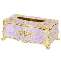 북유럽 엔틱 티슈 케이스 인테리어소품 집들이 선물, 보라 골드, 1개