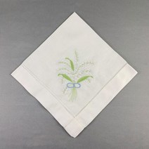 화이트 린넨 헴스티치 테이블 냅킨 사다리 자수 백합 꽃 저녁 식사 12 개 20x20 인치, white