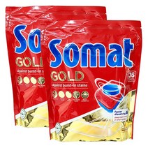 Somat 소멧 골드 올인원 36개입x2팩 식기세척기 가정용 세정제 전용세제, 2개, 24.2oz