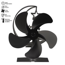 에코팬 캠핑무동력팬 무동력서큘레이터 난로 에코펜 스타 5 블레이드 벽난로 스토브 팬 블랙 열 구동 팬 나무 로그 버너에 열, 온도계