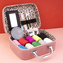 반짇고리 세트 고급형 수선 부자재 반짇고리함 바느질 반짓고리 단추 재봉실 함 반지고리 실꿰기 바늘실 재봉 가정용 휴대용 바늘 도구 풀세트, 로즈레드