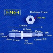 5200pcs 육각 너트 m6m10 38mm pp 파고다 직접 커넥터 수족관 탱크 공기 펌프 어댑터 정원 관개 시스템 호스 조인트, 5개, 3-m6-4