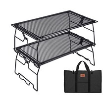 2단 스틸 접이식 빗살무늬상판 미니 캠핑선반 조립형 캠핑카용 차박용, 1개, 옵션B