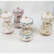 놀이동산 회전목마 오르골 인테리어 엔틱 소품, 옐로우