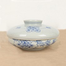 고백자 청화 목단 도자기 찬통 반찬통 소