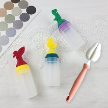 이크 실리콘 약병 3p + 세척솔 세트, 빨강, 노랑, 초록, 1세트