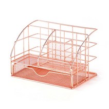 Mesh Desktop Organizer Sorter 케이블 관리 문구 주얼리 화장품, 로즈골드