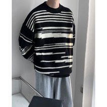 단가라 스프라이트 프린팅 니트 라운드 스웨터 겨울 니트 학생 부드러운 풀오버 남성 30대