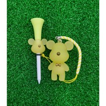 [캐디천사]LED포포곰 골프티걸이+플라스틱롱티 기프트세트 / 골프악세사리 라운딩용품, LED포포곰(옐로우)+플라스틱롱티