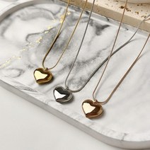 통통 슬림 대왕 하트 펜던트 1+1 써지컬스틸 뱀줄 스네이크 목걸이