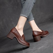 우영우 구두 로퍼힐 수제단화 신발 고급 소가죽 발편한 굽있는로퍼 5cm