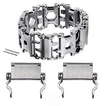 ONELANKS 스테인리스 도구 팔찌 남성용 호환 LEATHERMAN 트레드 시계 밴드 29in1 생존 하이킹 멀티 툴 웨어러블, 찢어진 조각, 22mm