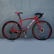 JINGMING 산악자전거 모노코크 레이싱 스프린터 솔리드 26인치 MTB, 공기 주입용 타이어, 레드 27단-60칼바퀴