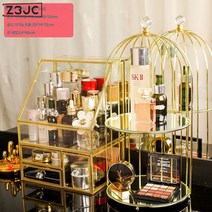 Z3JC 가볍고 럭셔리한 유리 화장품 수납 방진 대용량 테이블 조리도구통, Z3JC 오버사이즈 새장+사다리케이스+멀티뽑기