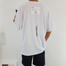 딥스토어 남성용 오버핏 레터링 박스 반팔 티셔츠