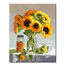 DIY 캔버스페인팅 명화그리기 액자 그림 세트 유화 - 정물 40x50, S55_유리병의 해바라기