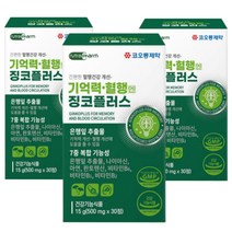 징코 플러스 기억력 혈행 도움 에 좋은 은행잎추출물 아연 판토텐산 비타민B 부모님 수험생 선물 식약청 식약처 청소 여성 남성 +도레미잡화점 알약케이스, 30정_3박스_3개월분+도레미잡화점 사은품, 3개