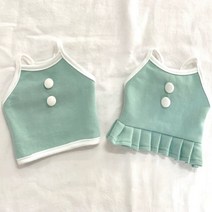 핸즈앤독 콩단추 크롭 고급원단 핸드메이드 강아지옷 애견의류, 콩단추 티셔츠-핑크
