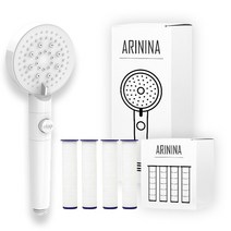 아리니나 필터샤워기 6단 분사조절 온오프 샤워기 헤드 나노섬유 필터 리필 각도조절 거치대 샤워줄, 샤워기(화이트)+필터4개