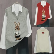 새로본 비8212토끼J 여성조끼 여자니트 베스트 가을 미시 캐주얼
