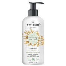 ATTITUDE 민감한 피부 영양을 위한 액체 손 비누 (피부과 테스트 완료/저자극성/EWG 인증/비건/크루얼티프리) 아보카도 오일 473.2ml(16온스) (60413)