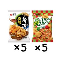 (라니랜드) 농심 스낵 간식 야식 과자 조청유과5봉지 +벌집핏자5봉지