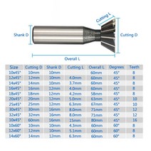 45/55/60 도 HSS 도브테일 밀링 커터 10-60mm 스트레이트 생크 엔드밀 CNC 라우터 비트 1 개, [13] 1pc 35x60Degrees