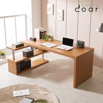 도아르 1800 인테리어 디자인 서재 넓은 코너 책상, 720 낮은책장 + 1800 상판, 오크