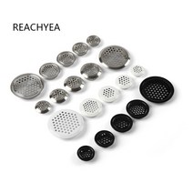20 개몫 화이트블랙실버 3 색 스틸 캐비닛 공기 덕트 환기 dia.19mm-53mm 스틸 루버 메쉬 구멍 플러그 장식 메쉬 커버, 검은색, 평평한 표면, 전자 53mm