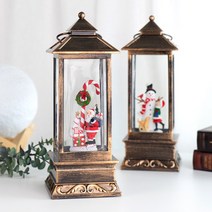 크리스마스 오르골 워터볼 led 스노우볼 무드등 장식 소품 선물 산타 눈사람 사각랜턴(대)