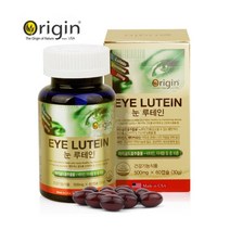 오리진 아이눈 루테인 60캡슐 2개월분 루테인20mg 연질캡슐 마리골드꽃 블루베리 눈건강 영양제 미국 비타민A B E 베타카로틴 나이아신 셀레늄 아연 구리 침침한눈 포모나유통, 500mg