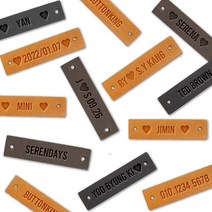 [동대문패션포인트] DIY 영문 이니셜 천연가죽 주문제작 핸드메이드라벨, BR(20개)+DBR(5개)+BK(5개)