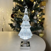 크리스탈 트리 오르골 스토우볼 크리스마스 워터볼 연말선물 LED 무드등 차박 캠핑 램프 크리스마스선물, 화이트
