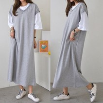 페이지 허니 브이넥 조끼 면원피스