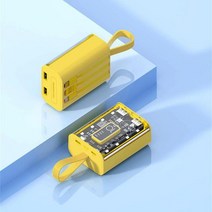 병아리부화기 투명 및 눈에 보이는 대용량 충전 보물 20000mAh 모바일 전원 배터리 펑크 메크 스타일 고속 보조베터리, 6.YELLOW - 20000mah, 1개