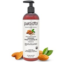 PURA Damp39OR 올가닉 스위트 아몬드 오일16온스 USDA 인증 100% Pure ampamp 천연 캐리어 오일 - 헥산 프리 스킨 얼굴 페이셜 폴리쉬 전신 마사지 DIY