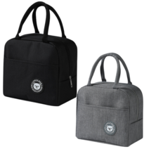 hotmally 1+1 미니 캠핑 보냉백 보온 도시락 가방, 블랙+그레이