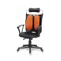 듀얼백 목받침 사무실 학생 공부 책상 등받이 바퀴 의자 C02, 블랙