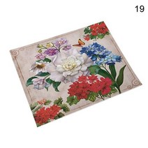 쉐비 소품 빈티지 플라워 리넨 테이블 장식 플레이스 매트 커피 컵 받침 패드, 19+42x32cm