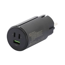 이엘 멀티 3포트 GaN 65W PD PPS USB 고속 충전기, 블랙